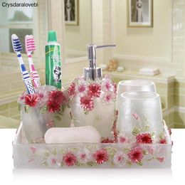 Bath Accessory Set Bathroom Accessories Set-Cleaning Brush Set-Resin Toothbrush Holder-Romantic Kit-Wedding Gift-Bathroom Tray