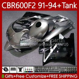 Body +Tank For HONDA CBR600 CBR 600 F2 FS Black silver CC 600F2 91 92 93 94 Bodywork 63No.90 CBR600F2 CBR600FS 600CC 1991 1992 1993 1994 600FS CBR600-F2 91-94 Fairings Kit