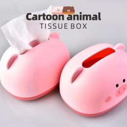 Tissue Boxes & Napkins Box Cartoon Bear/Pig Napkin Paper Dispenser Holder Cute Animal Bathroom Ornament For Home Office Xqmg 2021