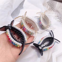 New Korean Temperament Imitation Pearl Rainbow Catch Clip Hair Accessories Fashion Graceful Women's Hair Claws Headdress