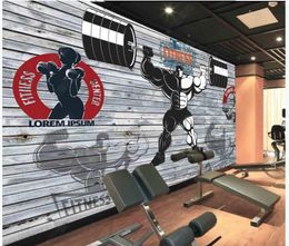 Custom photo wallpaper 3d gym murals wallpaper Nostalgic retro sports weightlifting fitness gym tooling background wall papers home decor