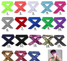 50pcs new Solid camo 18 Colour Moisture Wicking Workout Printing Tree Patten Cotton Stretch Headband Sweatband Hair Band Tie Back