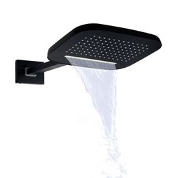 Matte Black Shower Mixer 25X20CM Bathroom Wall Mount Bifunctional Rainfall Waterfall Shower Head