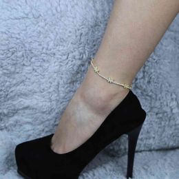 Clear cz Crystal Tennis Gold Silver Color Stretch Anklet Bracelet Foot Chain Leg Bracelet Foot butterfly Jewelry For Women
