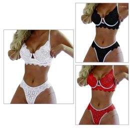 Gym Clothing 2022 Transparent Underwear Set Push Up Seamless Embroidery Lace Sexy Lingerie Plus Size Women Large Bra