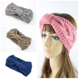 Women Twisted Headband Wide Knitted Hairband Solid Girls Bowknot Turban Headwrap Winter Ear Warmer Fashion Hair Accessories 13 Colours AT4899