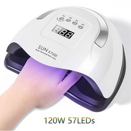 120W UV LED Nail Lamp Dryer 57 LEDs Quick Drying Gel Polish Manicure Pedicure Professional Salon 211228