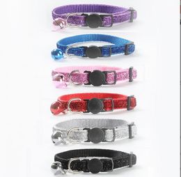 2021 Fashion Pet Bling Gliitter Cat Collar With Safety Breakaway Plastic Buckle Kitten Necklace With Bell