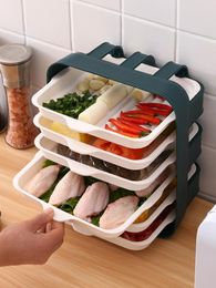 Storage Baskets Household Shelf Kitchen Wall Rack Without Punching Multi-layer Vegetable Tray