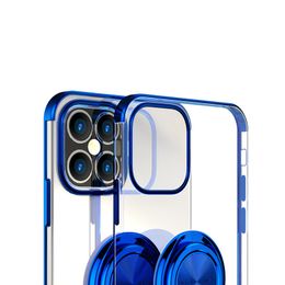 Transparent TPU Phone Case For Iphone 12 Soft Phone Shell For 11pro/8/7/xs Electroplating Protective Cover With Magnetic Car Holder Ring