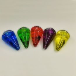 Colorful Pyrex Thick Glass Pipes Freezable Liquid Filling Portable Dry Herb Tobacco Oil Rigs Handpipe Smoking Filter Bong Hand Pipe Cigarette Holder DHL Free