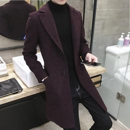 Men's Trench Coats Long Jacket Men Korean Woolen Coat 5XL Plus Size Slim Fashion Windbreaker Outwear Casaco Masculino