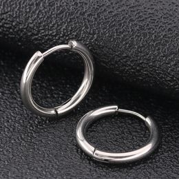 2pcs Gold Black Blue 316L Stainless Steel Round Surgical Hoop Earrings Korean Cute 25mm thick Circle Ear Punk Jewellery