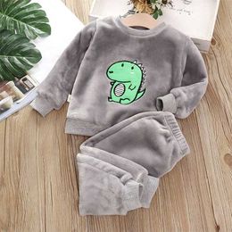 Autumn Winter Home Clothes Baby Boys 2Pcs Sets Cartoons Children's Pyjamas Long Sleeve Warm Girl Suit 1-4 Years 211105