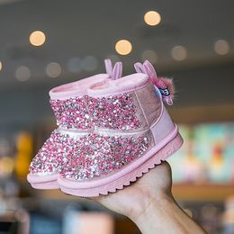 أزياء أطفال بوي بوي جيرلز أحذية شتوية أحذية دافئة القطنية القطنية داخل الأطفال غير المنحدرين للطفل اللطيف الحذاء