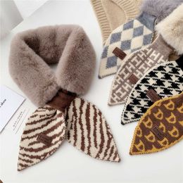 2021 New Autumn Winter Fashion Crochet Knitted Women Scarf Women Foulard Faux Fur Collar Neck Warmer Scarves Women H0923