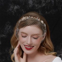 Hair Clips & Barrettes Bridal Baroque Crystal Pearl Headbands Birdcage Veil Wedding Vintage Mesh Floral Rhinestone Hoop For Women And Girl T