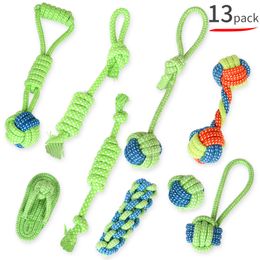 Dog Toys Pets Cotton Chews Knot Colourful Durable Braided Bone Rope Funny cat