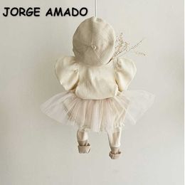 Korean Style Spring Baby Girls 2-pcs Sets Solid Colour Sweater Top + Tutu Skirt Children Clothes E690 210610