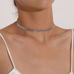 Minimalism Geometric Square Thin Chain Necklace for Women High Quality Unique Hollow Choker Neck Jewellery 2022 Trend New