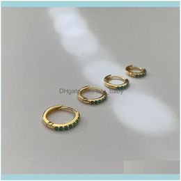 Jewelrysterling Sier Lovely Round Hies Small Hoop Earrings For Women Gold Color Turquoise Fashion Jewelry Gift & Hie Drop Delivery 2021 D2Fn