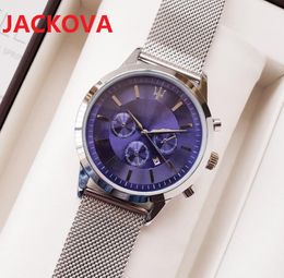 stainless mesh UK - Mens Sport Watch montre de luxe Wristwatches 44mm Full Stainless Steel Mesh Strap Japan Quartz movement Chronograph Wristwatch orologi da uomo di lusso
