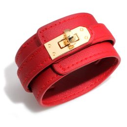 New Popular Colourful Wide PU Leather Cuff Bracelet for Personality Women Gift