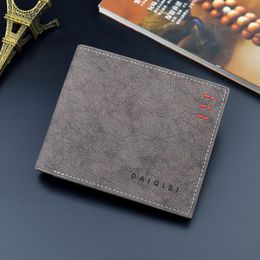 Wallets Men's Vintage Wallet Minimalist Thin Short Frosted Youth Large Capacity Horizontal Soft Leather