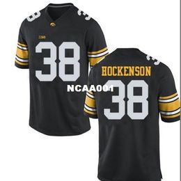 001 Iowa Hawkeyes TJ Hockenson #38 real Full embroidery College Jersey Size S-4XL or custom any name or number jersey