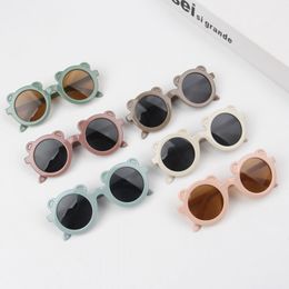 2021 Cartoon Cute Kids Sunglasses Children Bear Shape Sun Glasses Round Street Beat Eyeglasses Girls Baby Shades UV400