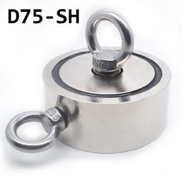 FreeShipping Strong Powerful Neodymium Magnet Round Hook Salvage Magnet Sea Fishing Holder Pulling Mounting with Ring 48mm 60mm 67mm 75mm