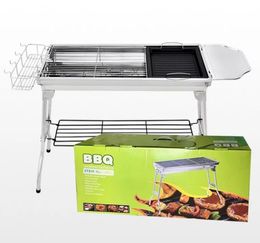 Stainless Steel Charcoal Grill Barbecue Tool Outdoor Portable Foldable Easy to Install BBQ Shelf Tool 73*33.5*70cm