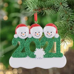 New Design Christmas Tree Hanging Ornament Party Decorations 2021 Snowman Family of 2/3/4/5/6 Xmas Gift for Mom Dad Kids Children JJD10919