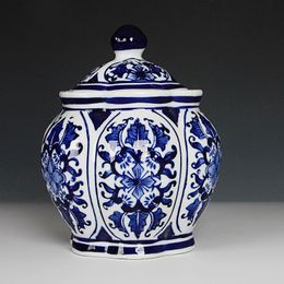 Vases Jingdezhen Ceramic Storage Tank Blue And White Porcelain Pot Chinese Living Room TV Cabinet Snack Decorative Arts Craft