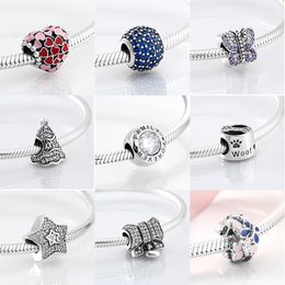 2021 Fashion Trend 925 Sterling Silver Clear CZ Forever Family Fine Beads Fit Original JIUHAO Charm Bracelet Jewelry Making Q0531