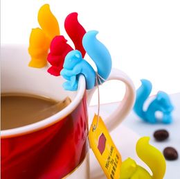 Cute Snail Squirrel Shape Silicone Tea Bag Holder Cup Mug Clip Tool Candy Colours Gift Set Good Teas Tools Infuser