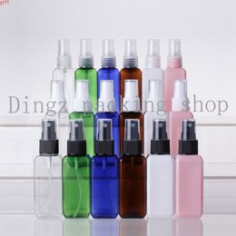 100pcs 50ml Plastic Perfume square Bottle Refillable Mist Sprayer Promotion Sample Atomizer Empty Test Vialsgood qty