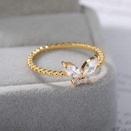 Retro Minimalist Gold Silver Color Rings For Women Personality Crystal Butterfly Finger Ring Girl Jewelry Gift Vintage Ring