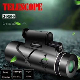 50X60 Monocular Telescope Laser Portable With Binoculars Powerful Low Light Night Vision Compass BAK4 Outdoor Hunting