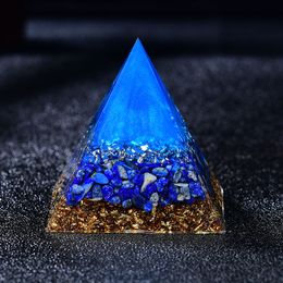 2.36inches Magic Orgonite Pyramid Hand Made Blue Ocean Style Decor Crystal Lapis Lazuli Orgone Home Decoration Collection Holiday G