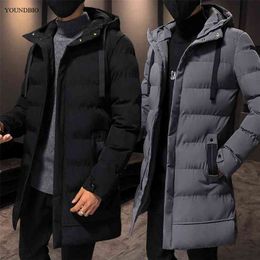 Men Jacket Casual Fashion Mid-Length Trendy Warm and Windproof High-Value Motorcycle Hooded Cotton-Padded 210910