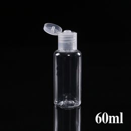 60ml PET plastic bottle with flip cap transparent round shape bottle for makeup remover disposable hand sanitizer gel DH5857