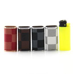 Latest Mini Colorful Smoking PU Leather Lighter Case Casing Shell Protection Sleeve Portable Innovative Design Dry Herb Tobacco Cigarette Holder DHL