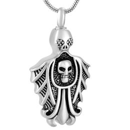 Pendant Necklaces Skull Stainless Steel Memorial Urn Necklace For Ashes Cremation Jewelry Men Keepsake Locket Halloween