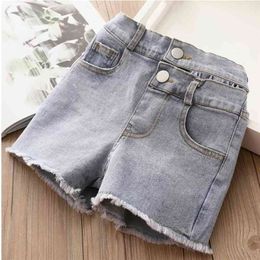 Summer Casual 3 4 5 6 7 8 9 10 11 12Years Leisure Wear Teens Jeans Trend Buttons Denim Shorts For Kids Baby Girls 210701