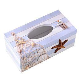 Tissue Boxes & Napkins Creative Fashion Wood Case Mediterranean Sea El Home Decoration Accessories Living Room Office Cases