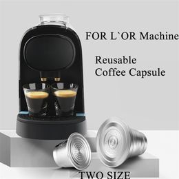 Reusable XXL Double & Small Coffee Capsule Cup For L'Or Barista LM8012 Machine Stainless Steel Philtre Pod LOR 211103