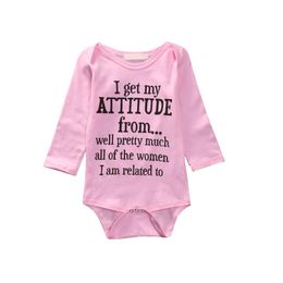 Rompers 0-18Months Letter Printed Long Sleeve Bodysuits For Born Infant Baby Girls Pink Color Jumpsuits One Piece Clothes