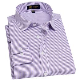 Men's Long Sleeve Regular-fit Dress Shirt with Chest Pocket Plus Size Pinstriped/twill/Broadcloth Male Tops Formal Work Shirts 210708