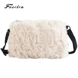 Wallets Fecilia 2021 Fashion Women's Faux Fur Mini Zipper Crossbody Bag Shoulder Messenger Purse For Girls Clutch